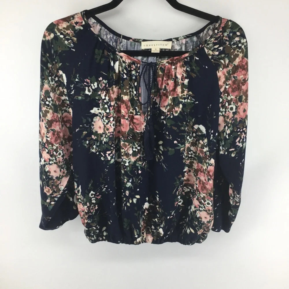 Anthropologie Lovestitch Floral Peasant Top